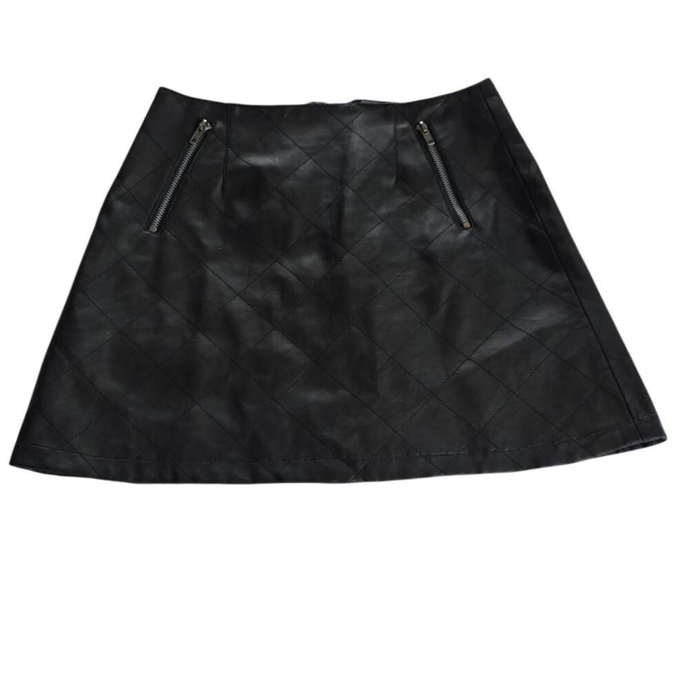 Helium Authentique Junior's Size Medium Black Quilted Faux Leather Mini Skirt